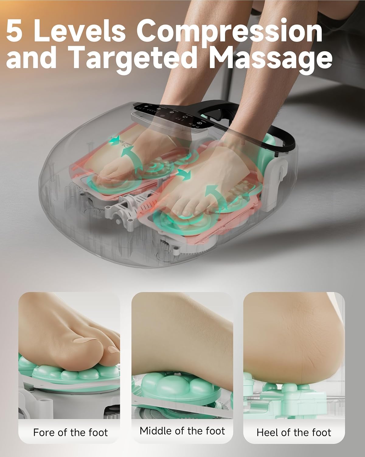 Snailax Shiatsu Foot Massager Plantar Fasciitis Neuropathy,Feet Massage Machine with Heat,Kneading,Rolling,Scratch,Remote Control,Feet Warmer/Heater