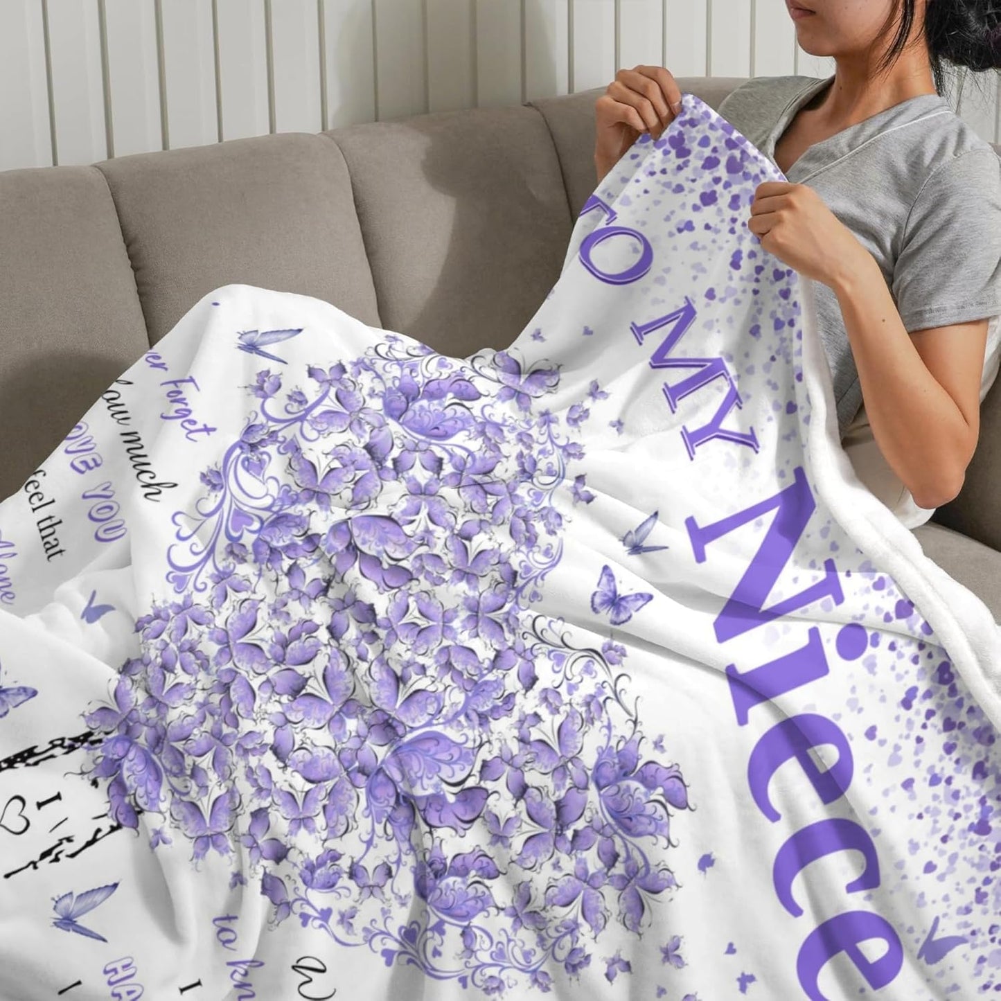 Niece Gifts from Aunt Uncle, Birthday Gifts for Niece, Unique Purple Heart Tree Girls Throw Blanket Gifts for Graduation Wedding Quinceanera, Super Soft Warm Blankets 60"X50" to My Best Niece