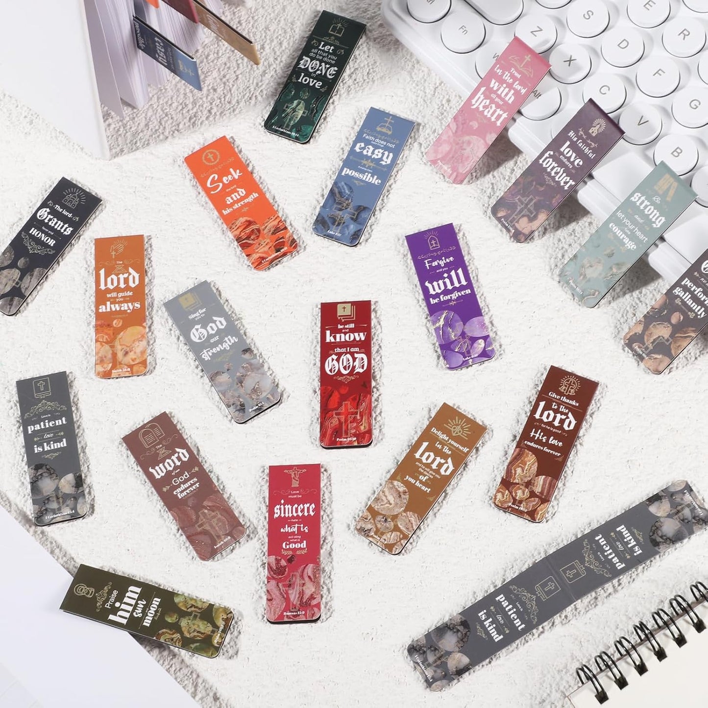 48 Pcs Bible Verses Magnetic Bookmarks, 24 Styles Christian Magnet Book Markers Motivational Encouraging Magnetic Page Clip Stocking Stuffers Christmas Gifts for Women Men School Office Supplies