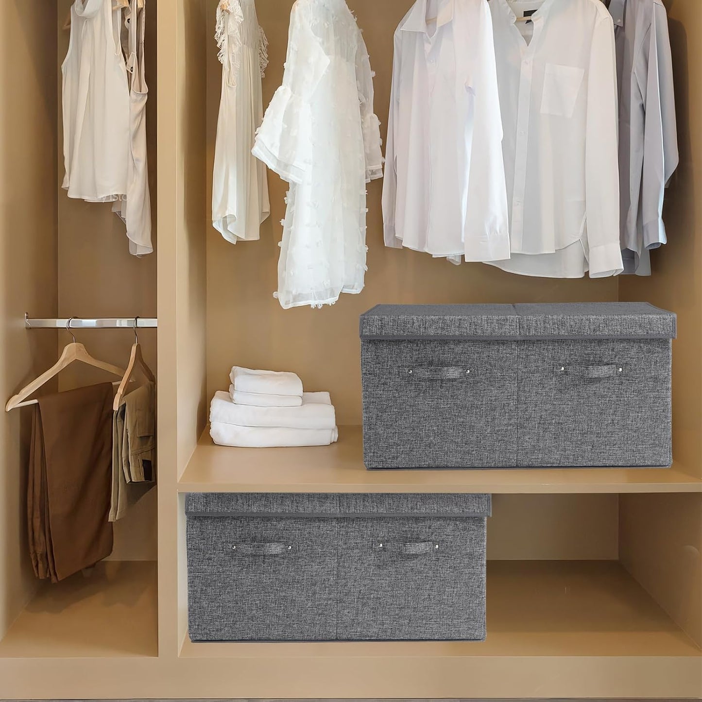 Shoe Storage Organizer for Closet Fits 20 Pairs, Large Shoe Storage Box Bins Containers with Lid and Adjustable Dividers for Shoes, Sneakers and High Heeled, Hard Shell and Stackable (Grey)
