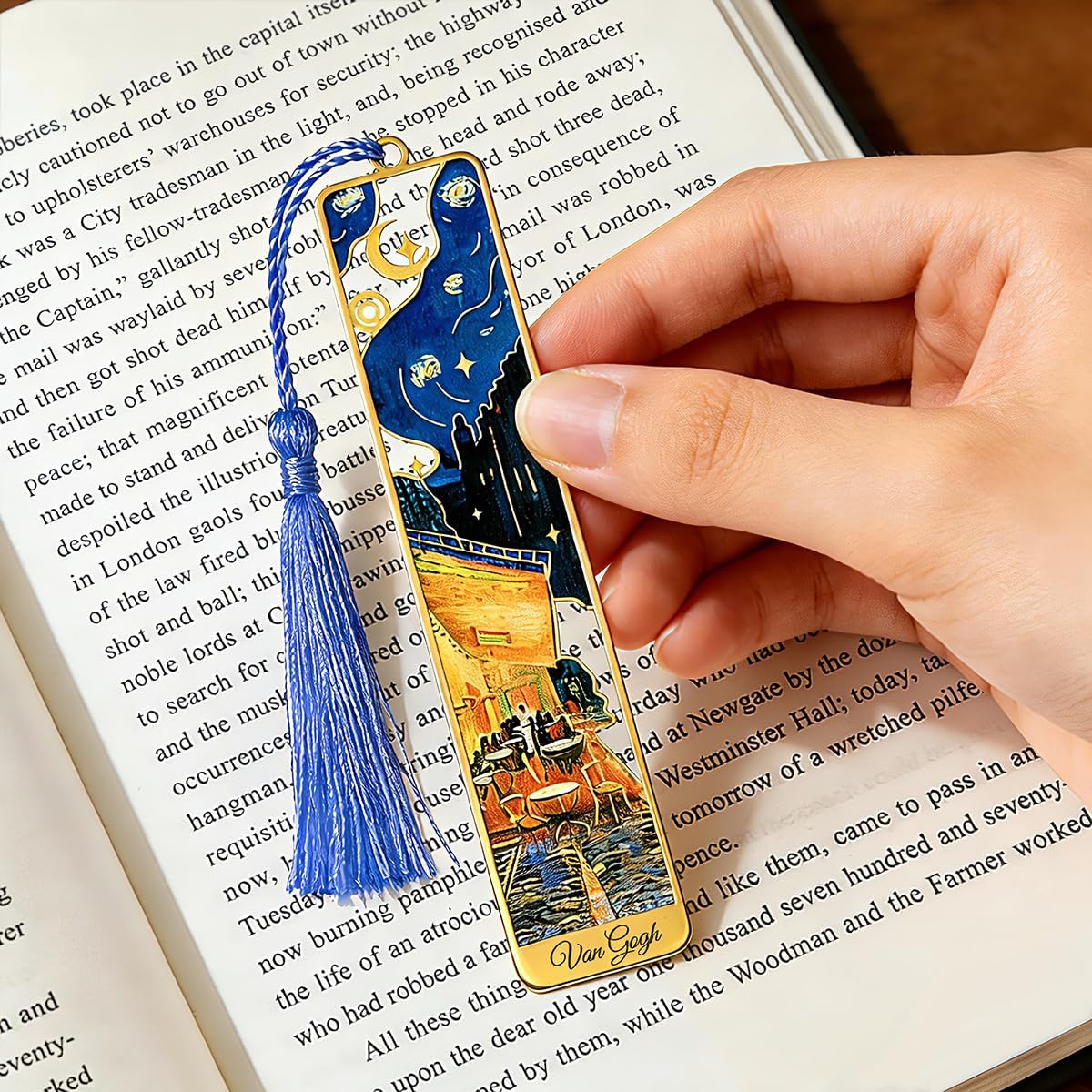 Metal Bookmarks with Tassel, Golden Van Gogh Monet Oil Painting Theme Cute Hollow Book Markers for Reading Women, Teachers, Students, Book Lovers, Reading Accessories Gifts for Book Lovers (6PCS)