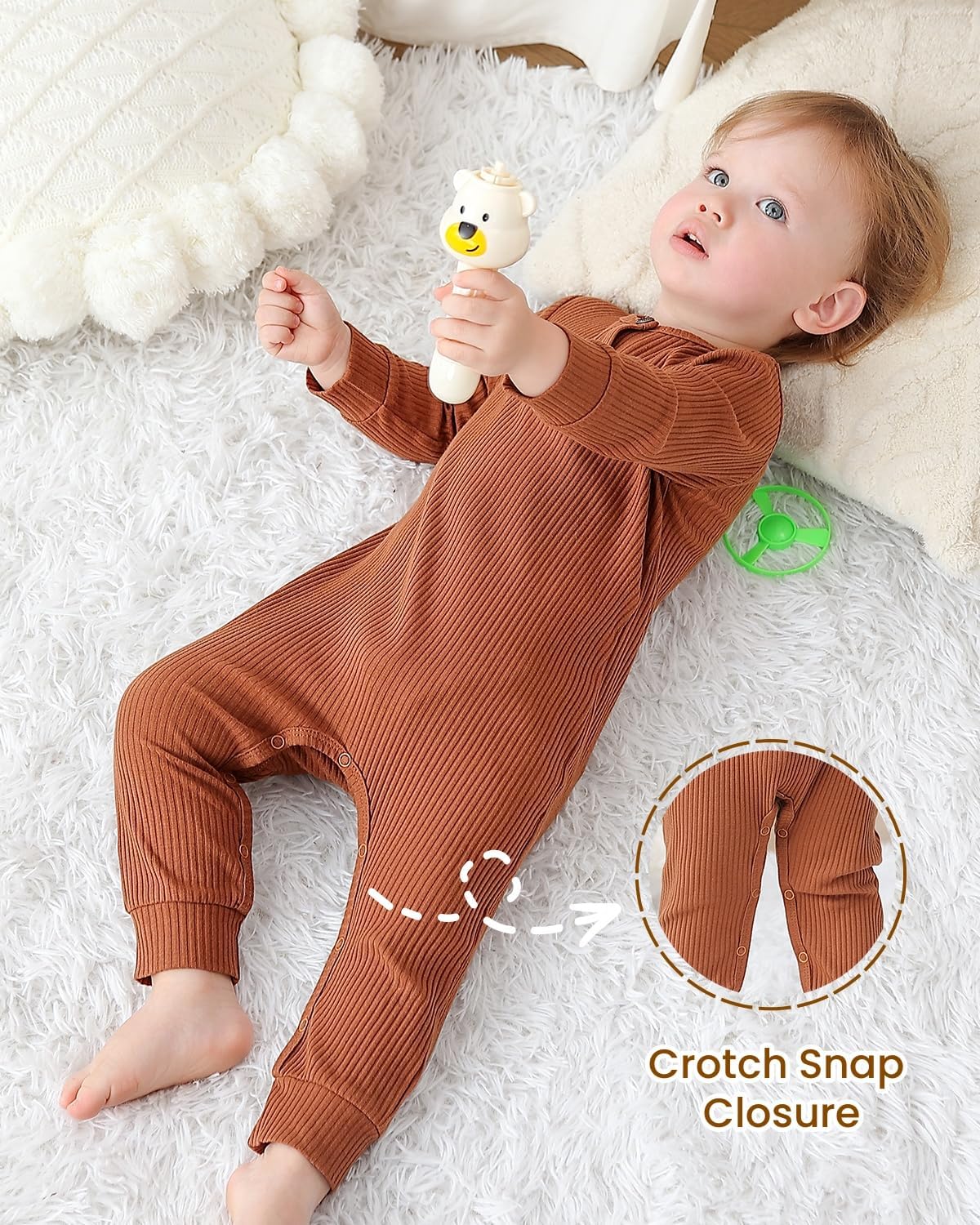 Bafeicao Baby Boy Girl 2/3 Pack Solid Romper Ribbed Short/Long Sleeve Bodysuit Jumpsuit Infant Knitted Outfits Clothes