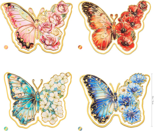 4 PCS Metal Butterfly Bookmarks, Golden Clips Bookmark Monet Oil Painting Theme Book Mark Bookmarks for Book Lovers Women Teens Writers Readers Children