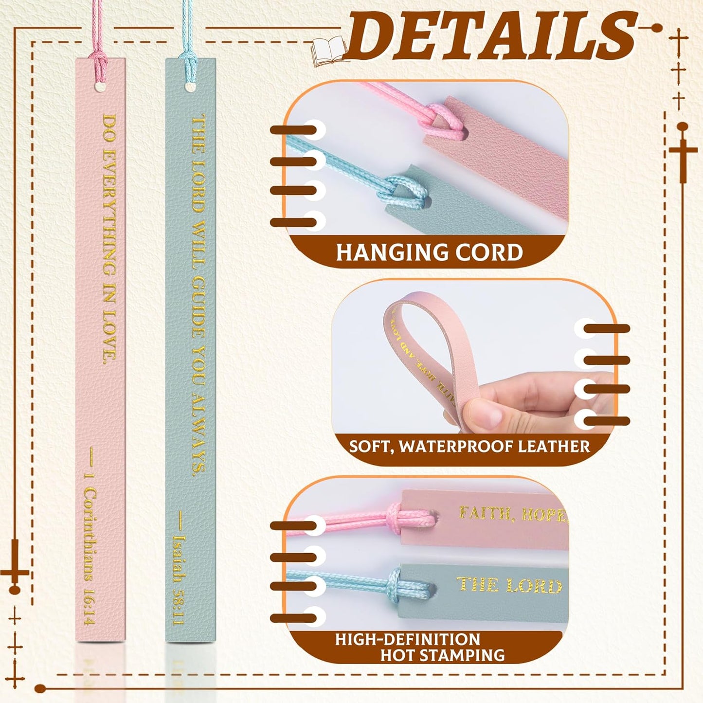 20PCS Leather Bookmark Bible Bookmarks for Reading Women Men Kids Book Lovers Christian Gifts,Cute Page Markers Book Marks Religious Christian Bookmarks Inspirational Bible Verse Scripture(Colorful-1)
