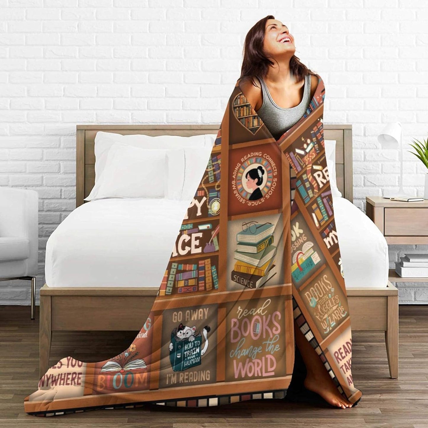 Book Lovers Gifts Blanket for Women, Bookworm Librarian Readers Booklover Bookish Gift, Books Lover Throw Blanket, Reading Accessorie Blankets Present For Birthday Christmas (Book Lovers-1, 80"X60")