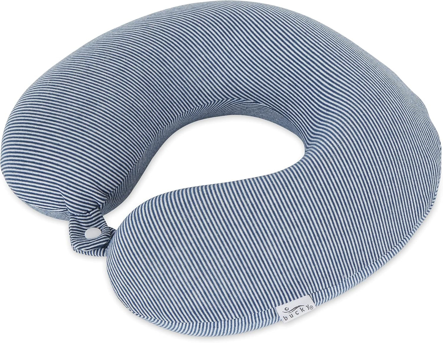 Bucky Jersey Stripe Comfort Travel Accessories, Memory Foam Neck Pillow, Navy Stripe, One Size