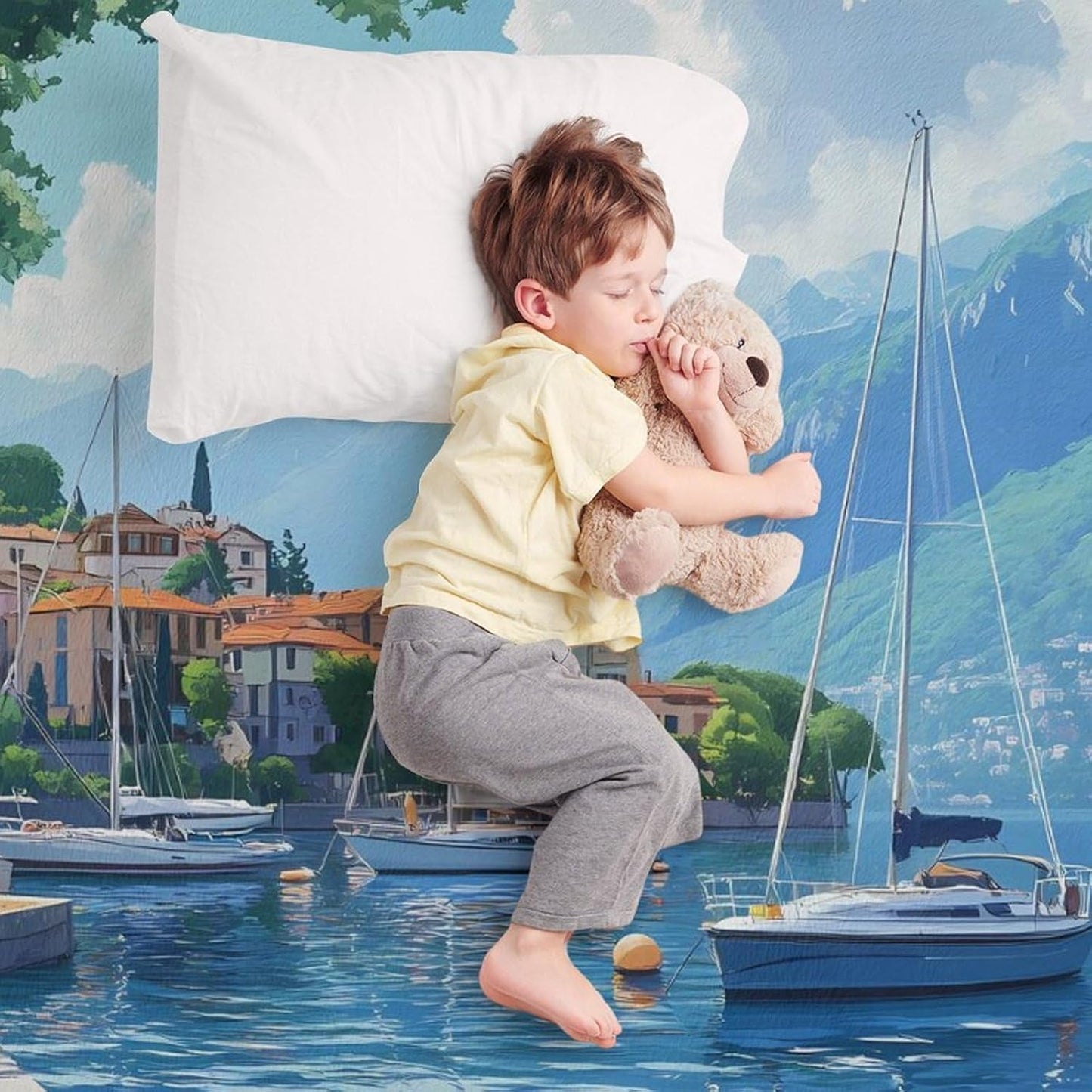 Italy Lake Como Boat Throw Blanket for Couch Bed Plush Cozy Fuzzy Flannel Blanket for All Season 55"x70"