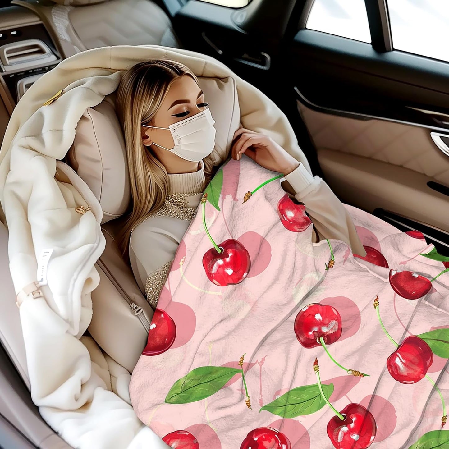Cartoon Cherry Blanket Gfits for Women Men Kids Summer Throw Blankets Soft Lightweight for Home Decor Couch Bed Sofa 50x60 Inches