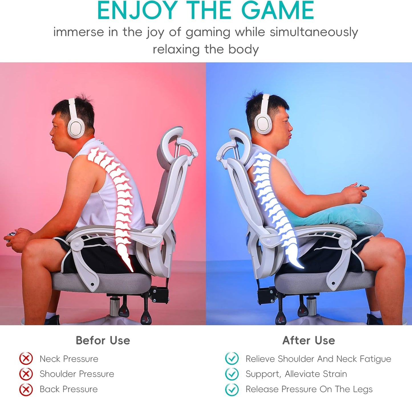 TYYIHUA Gaming Pillow for Lap Arm Rest Gaming, for Reading, Working, Reading Pillow, Lap Pillow