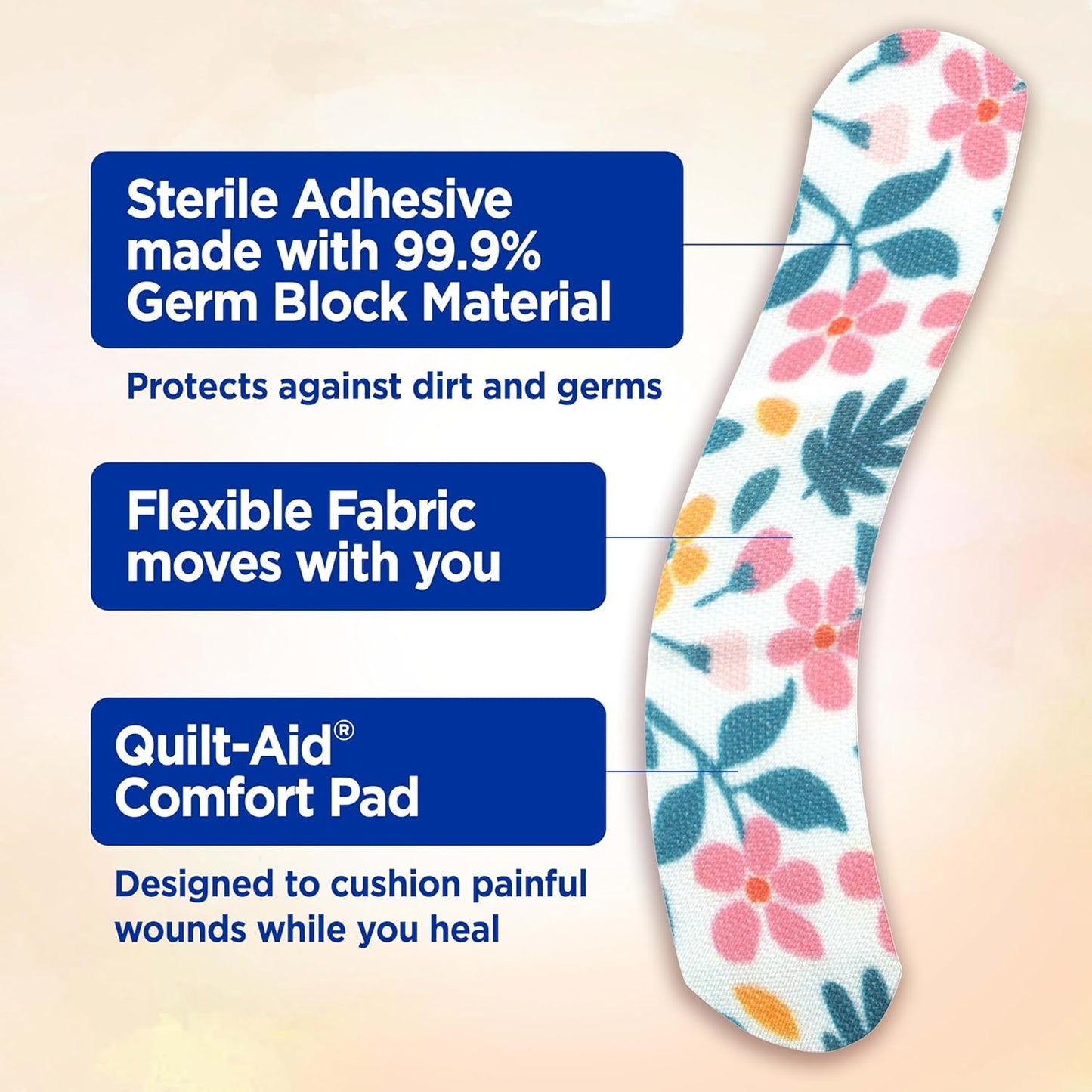 Band-Aid Brand Flexible Fabric Adhesive Bandages, Comfortable Flexible Protection & Wound Care for Minor Cuts & Scrapes, First Aid Bandage with a Wildflower Design, Assorted Sizes, 30 ct