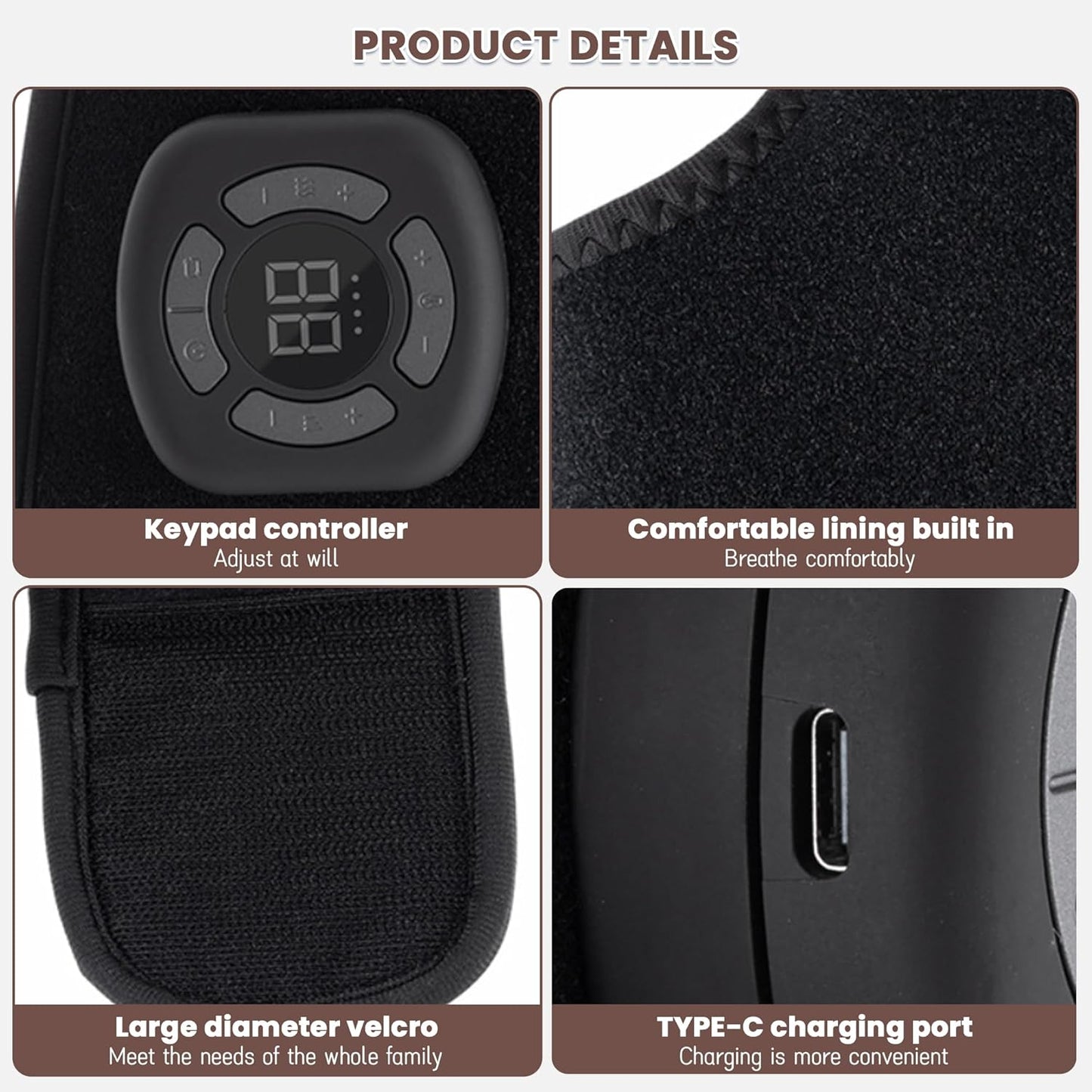 Emesak 3-in-1 Ankle Foot Massager with Vibration & Warmth - 360° Adjustable Compression Sleeve with 5 Intensity Levels, Wireless Rechargeable Design for Foot & Ankle Relaxation (1Pcs)