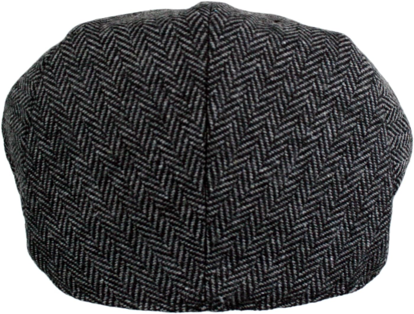 Wonderful Fashion Men's Classic Herringbone Tweed Wool Blend Newsboy Ivy Hat (Large/X-Large, Charcoal)