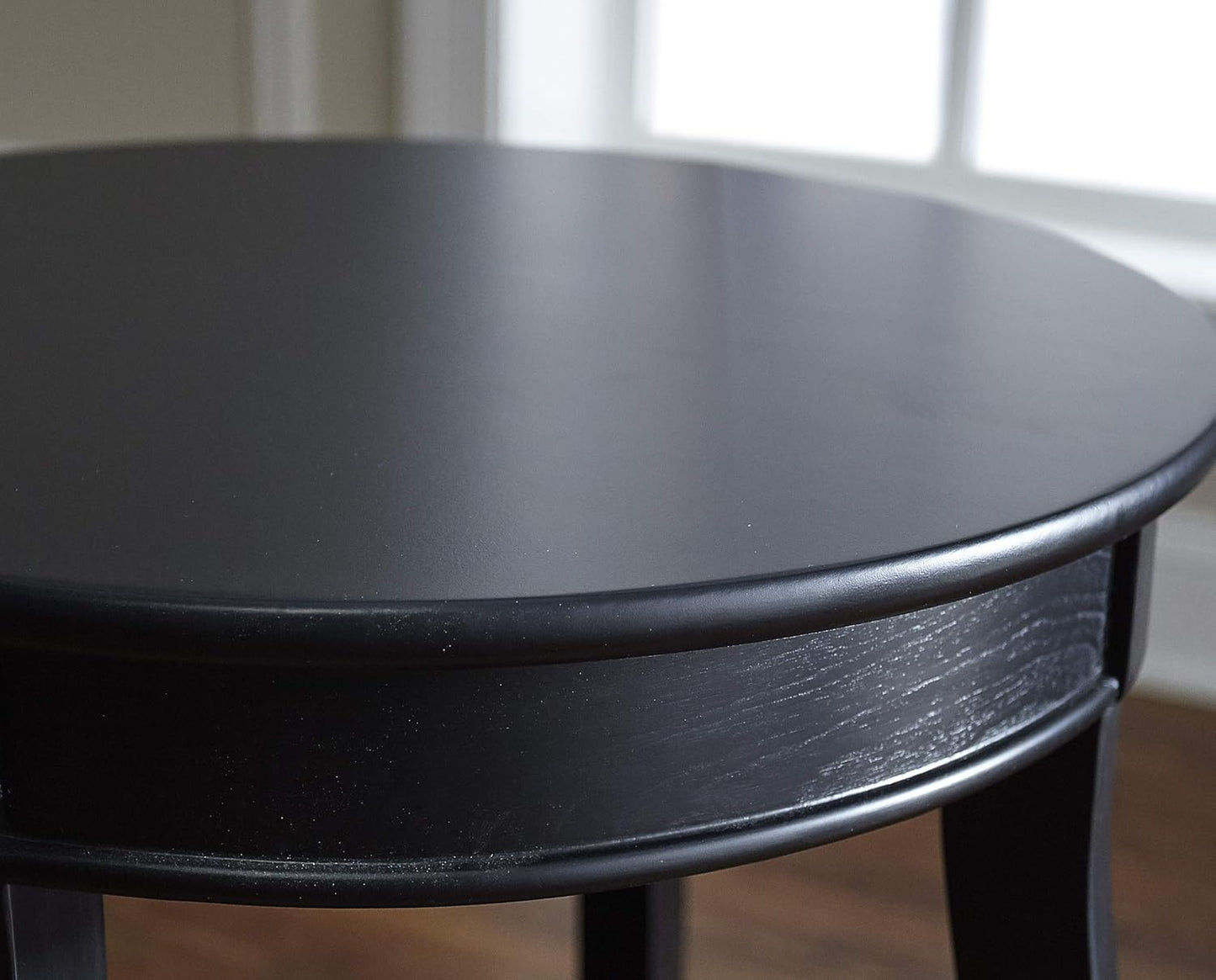 Powell Furniture Round Table with Shelf, Black