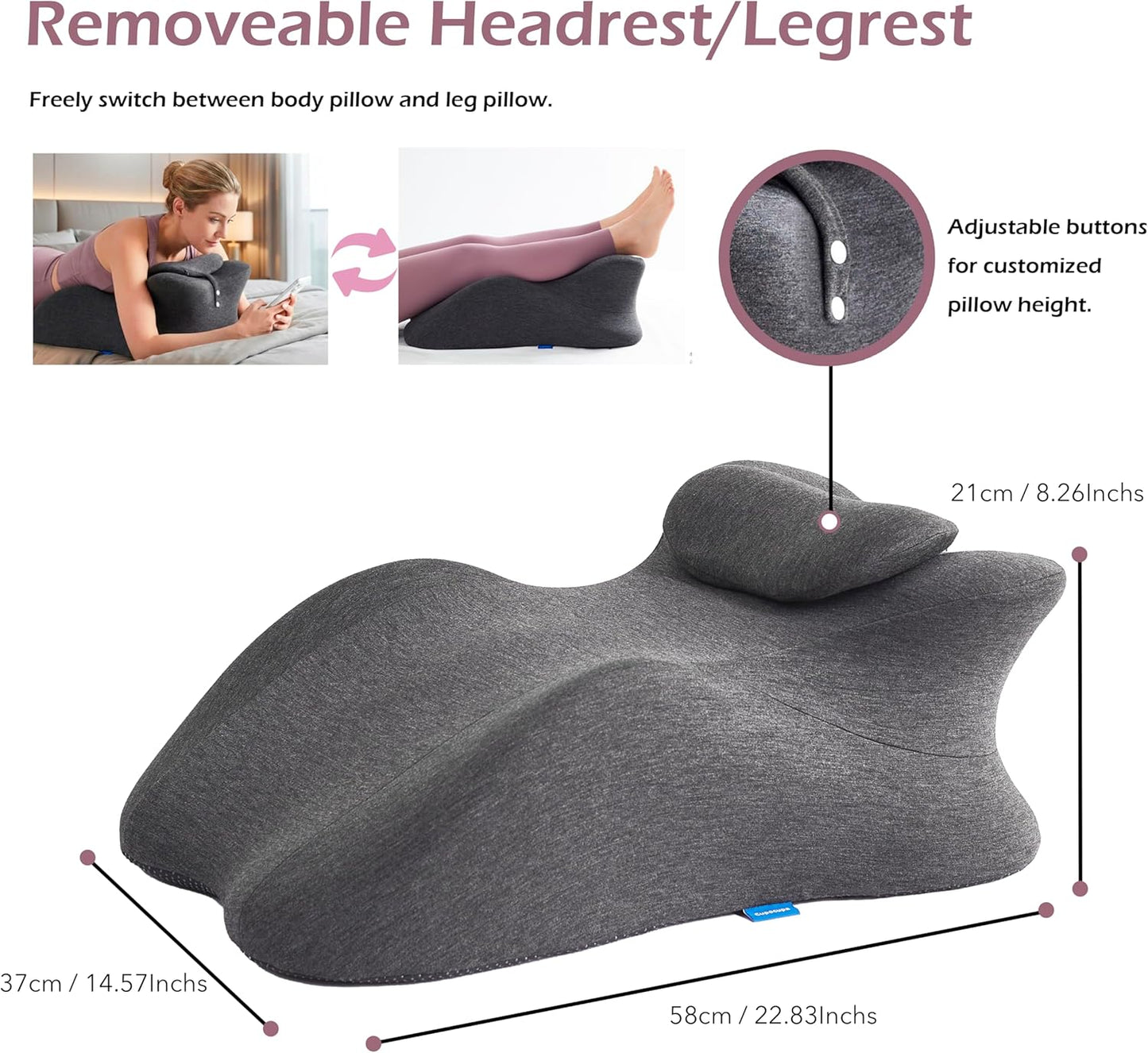 Cupocupa Ergonomic Wedge Pillow for Bed Reading & Back Support and Ideal for Massage - Zoned Contour Design for Sitting Up, Prone Lounging & Gaming - Elevating Leg Pillow for Circulation & Recovery