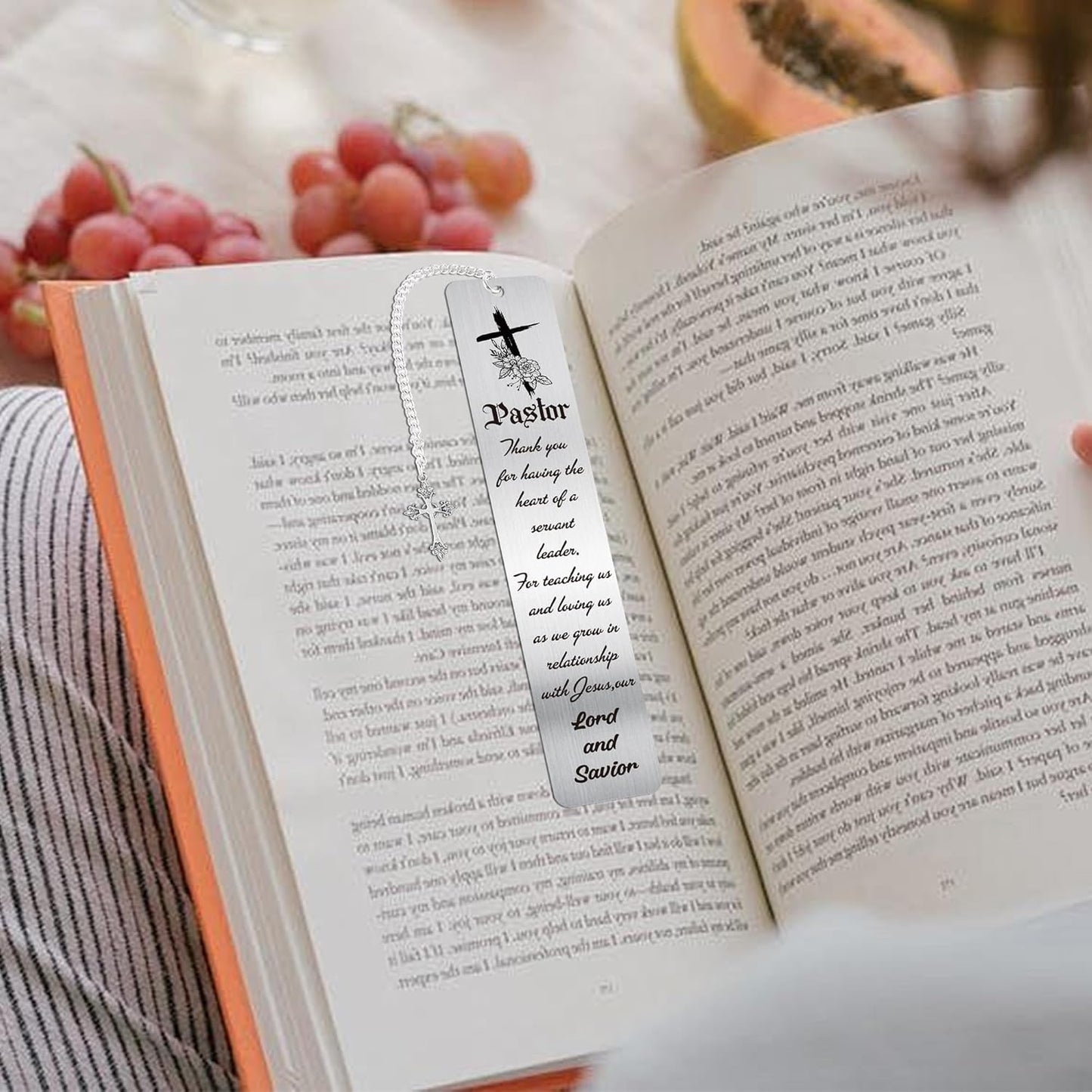 Pastor Appreciation Gift Metal Bookmark: Priest Book Mark with Cross Charm and Gift Box, Christian Book Marker for Pastor Wife or Husband, Religious Gifts for Men or Women in Ministry