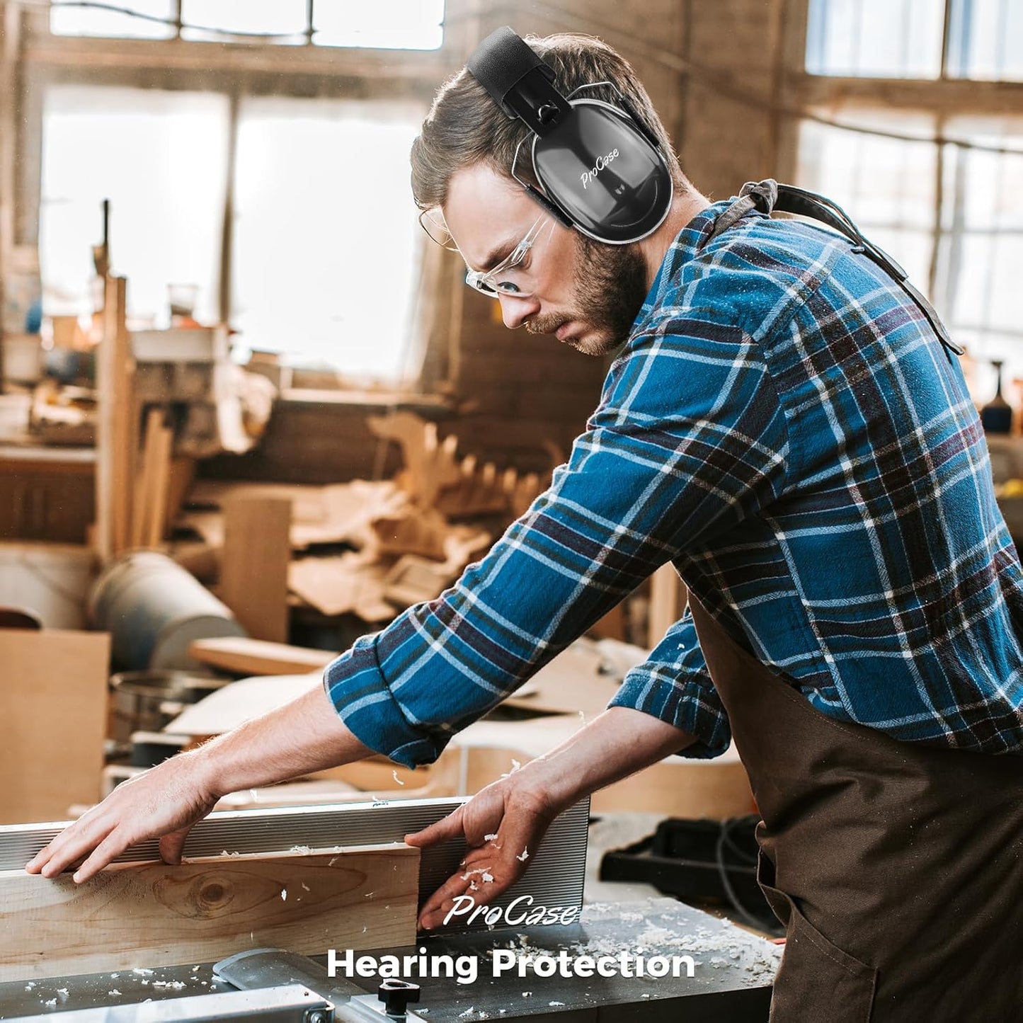 ProCase NRR 32dB Noise Reduction Ear Muffs, Safety Hearing Protection for Shooting Gun Range, Construction, Mowing, Autism Sensory Earmuffs for Adults & Kids – Black