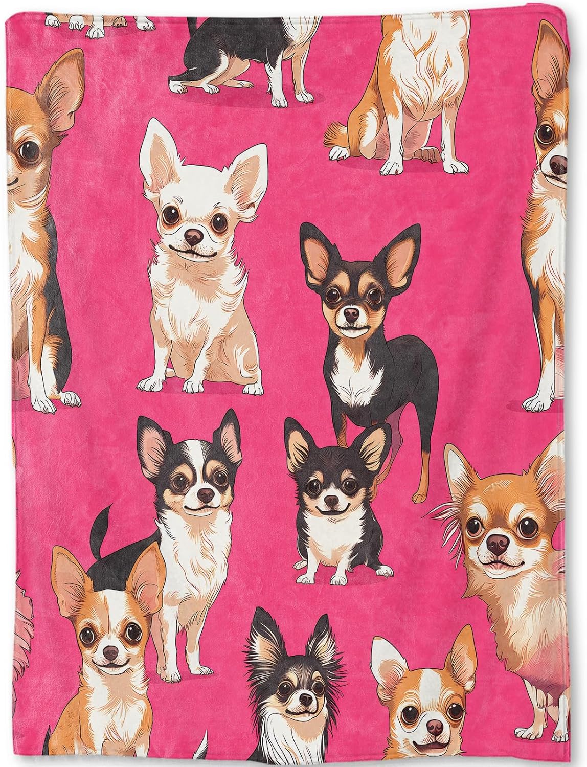 Chihuahua Blanket - Cute Dog Bright Pink Fleece Throw,Gifts for Kids Adult, Soft & Warm,Lightweight, for Modern Fun Decor, Pet Lovers, and Room Home Accents 40x50in