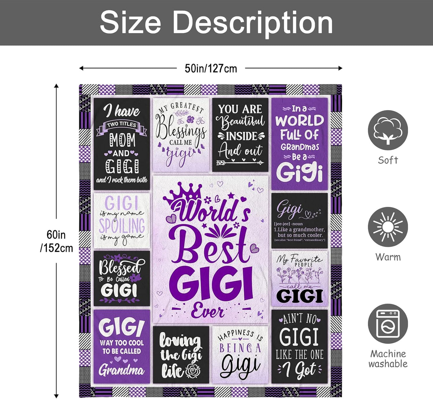 Gigi Gifts - Gigi Gifts for Grandma - Gifts for Gigi from Grandkids Granddaughter - Birthday Gifts for Gigi - Best Gigi Ever Gifts Throw Blanket 60"X50"