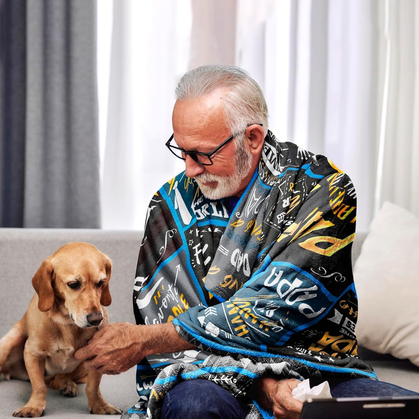 Fathers Day Papa Gifts Throw Blanket 60"x50", Birthday Gifts for Papa from Grandkids Grandchildren Grandson Granddaughter