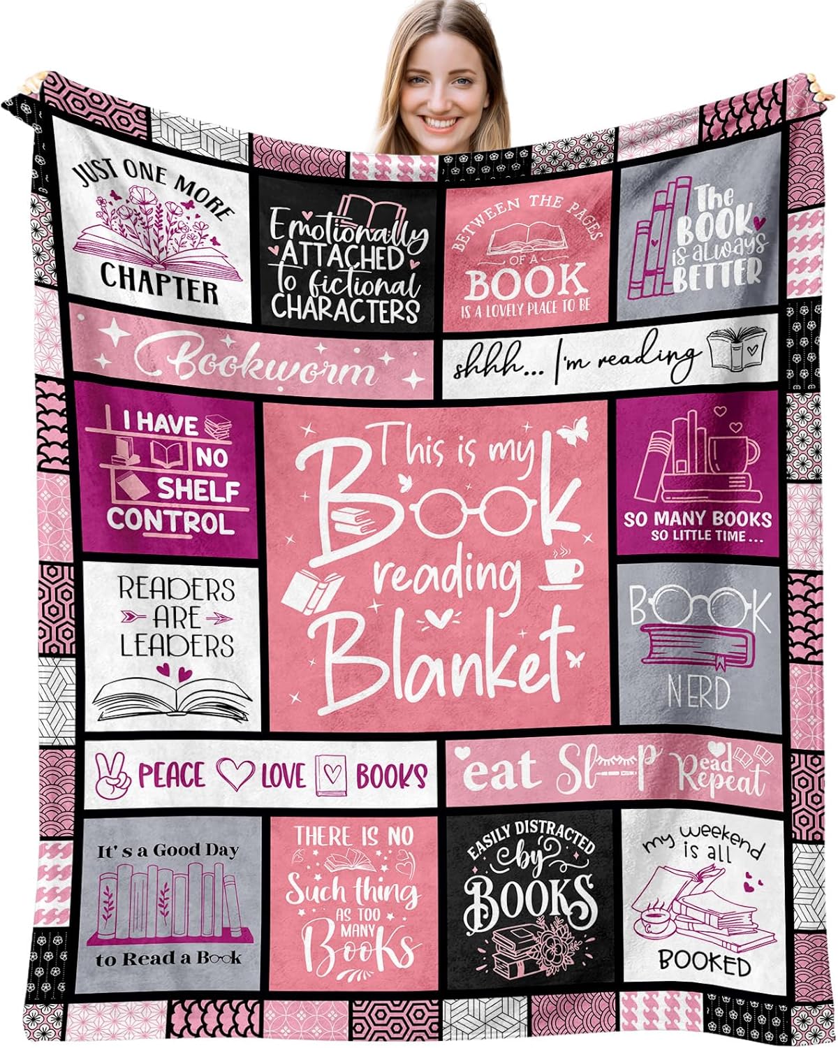 Book Lovers Blanket 60" x 50", Gift/Presents for Books Lover Women, Bookish/Book Club/Bookworm/Reading/Literary Gifts for Avid Readers