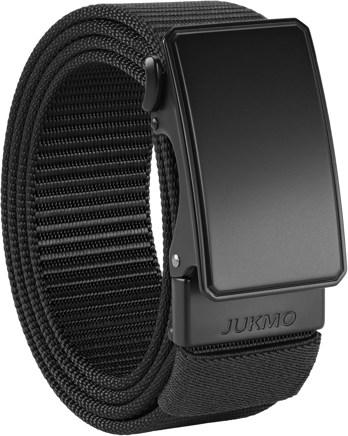 JUKMO Men's 1.5" Nylon Ratchet Belt, Casual Web Click Belt with Slide Buckle for Jeans, No Holes Adjustable Trim to Fit