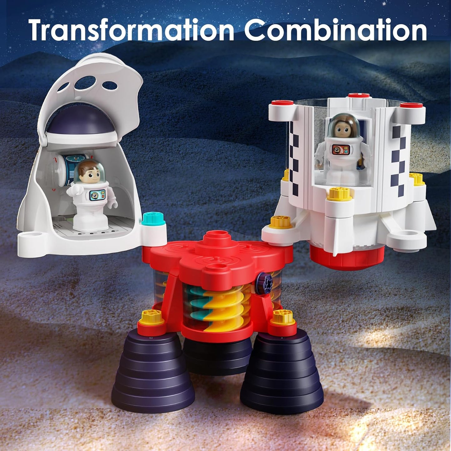 iPlay, iLearn Rocket Outer Space Toys, Kids Spaceship Playset with Space Shuttle, Electric Drill, 2 Astronauts, Educational STEM Take Apart Adventure Gift for 3 4 5 6 7 8 Year Old Boy Girl