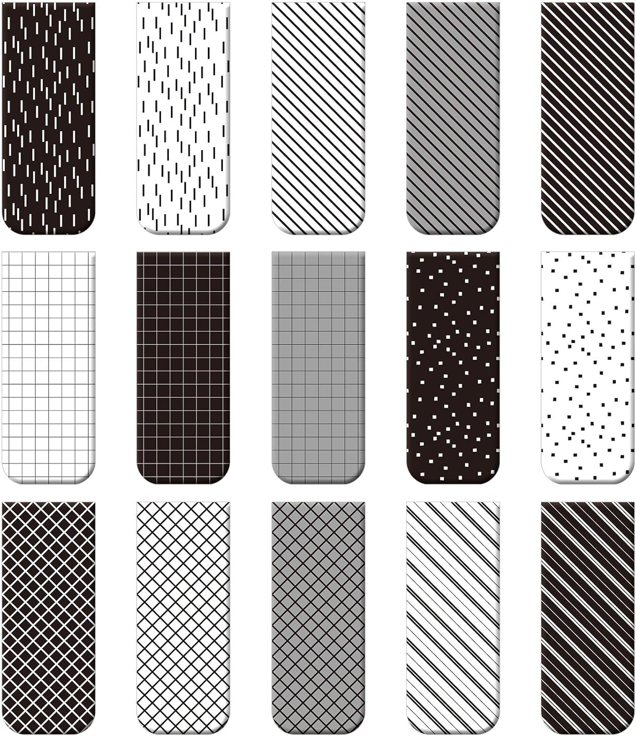 Zonon 30 Pieces Magnetic Bookmarks Assorted Magnetic Page Markers Set for Student Book Lovers Stationery Present Magnet Bookmarks Clips (Black and White)