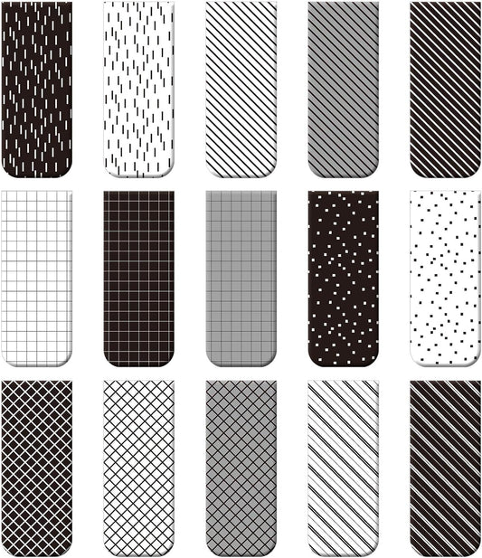 Zonon 30 Pieces Magnetic Bookmarks Assorted Magnetic Page Markers Set for Student Book Lovers Stationery Present Magnet Bookmarks Clips (Black and White)