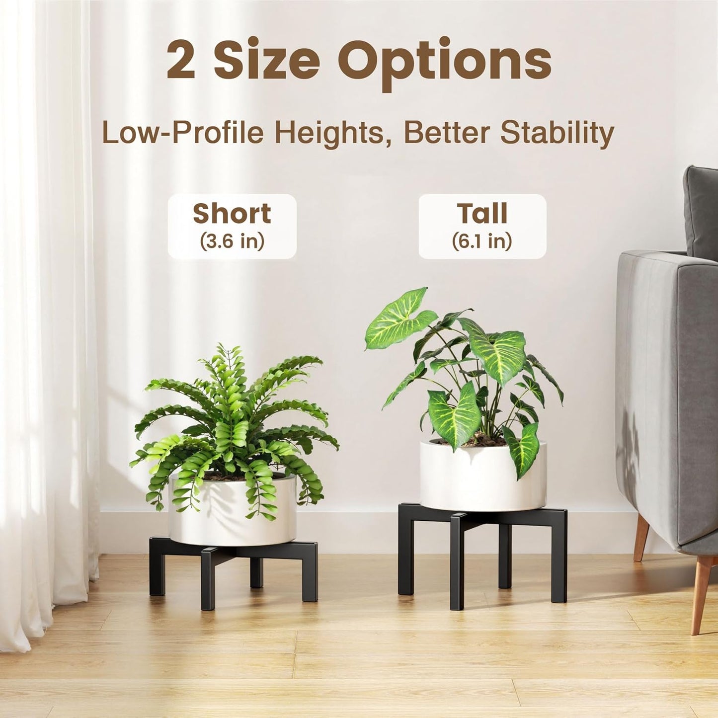 Plant Stand Holder Single Plant Riser For Indoor Outdoor Flower Pot Stand 6.1 IN Tall Metal Black