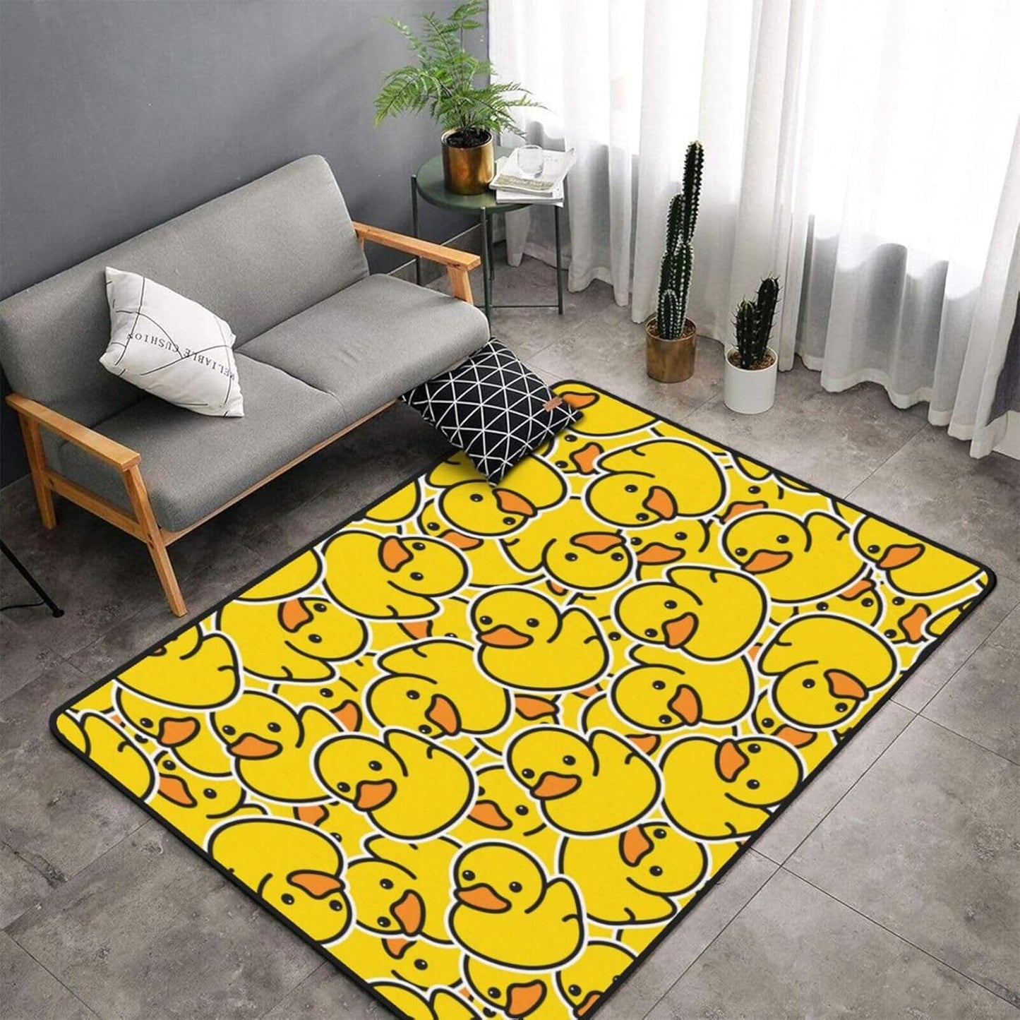 Cute Rubber Duck Area Rug Non-Slip Soft Microfiber Washable Inside Floor Mat Throw Rug Carpet for Living Room Bedroom Office Dorm Home Decor, 72x48 Mat