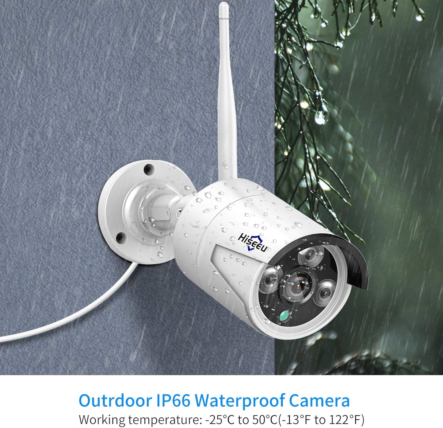 Hiseeu Camera Add on 2 Pack 5MP Outdoor Wireless Security Camera,Waterproof Outdoor Indoor 3.6mm Lens IR Cut Day & Night Vision, Plug-in Camera, Compatible 10CH Wireless Security Camera System