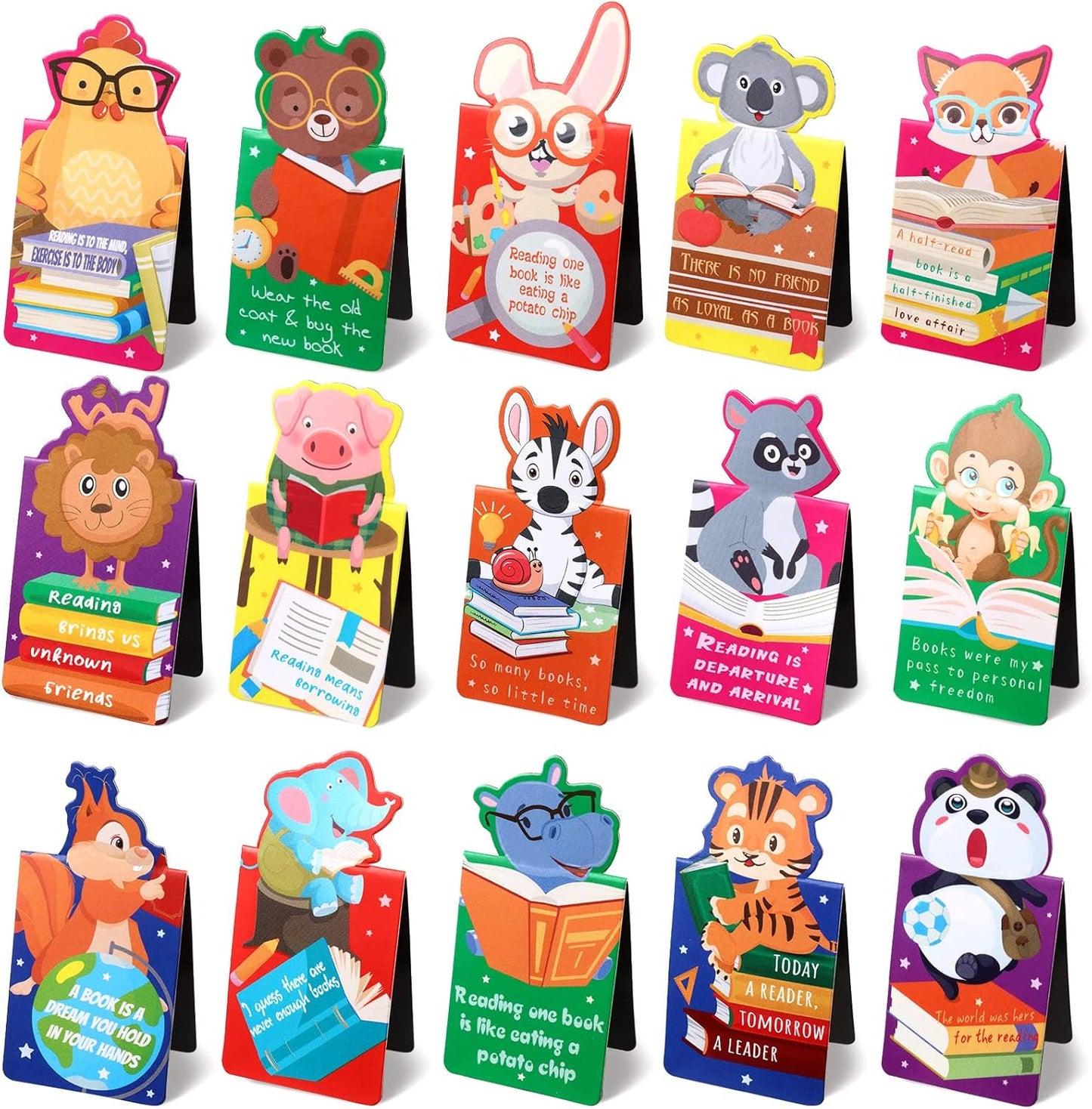 30 Pieces Cute Animal Magnetic Bookmarks for Kids Magnet Bookmark Clips Magnetic Page Marker Book Clips for Kid Student Teacher Reading Learning Supplies Party Favors