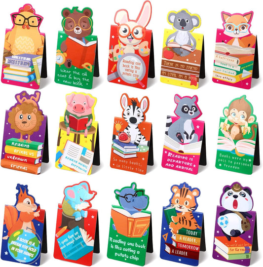 30 Pieces Cute Animal Magnetic Bookmarks for Kids Magnet Bookmark Clips Magnetic Page Marker Book Clips for Kid Student Teacher Reading Learning Supplies Party Favors