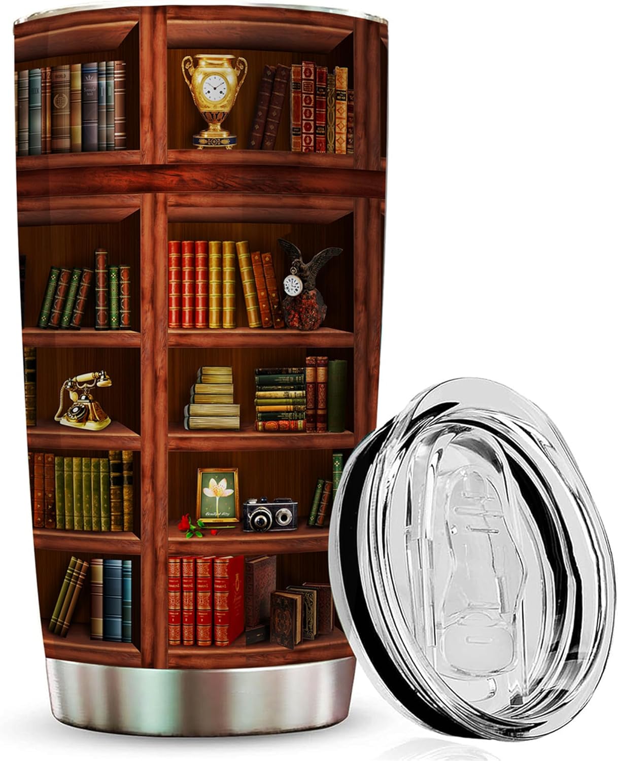 Book Tumbler Library Travel Mug Bookish Gifts For Book Lovers Women Librarian - Bookish Gifts For Readers - Reading Mug Bookshelf Mugs Nerd Writer Stainless Steel Tumbler 20oz Coffee Cups With Lid