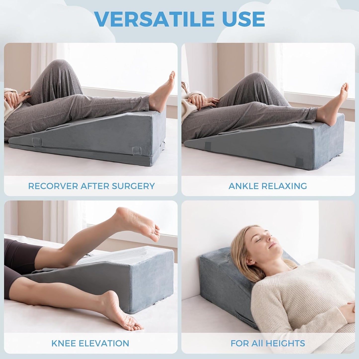 Ganondorf Leg Elevation Pillow, Premium Foam Leg Support Adjustable Wedge Pillow Relieves Joint Pain After Surgery Ergonomic Curve for Leg Support Promote Blood Circulation Single Leg