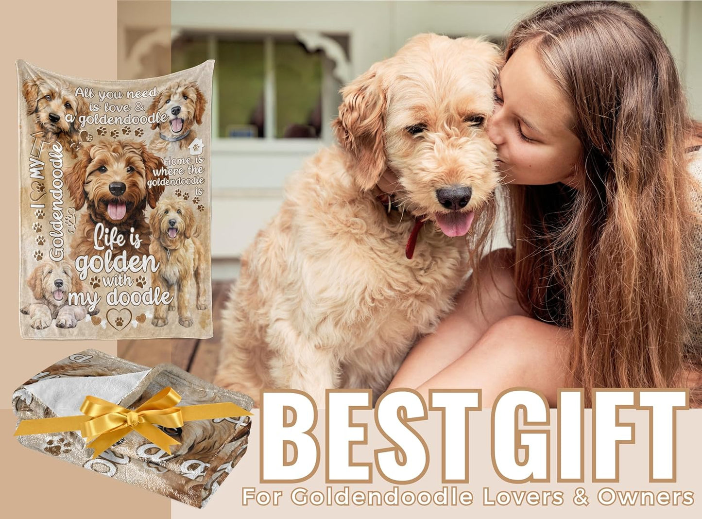 Goldendoodle Blanket Gifts for Dog Lover & Owner, Goldendoodle Dog Mom & Dad Blanket, Birthday for Women & Men, Soft Flannel, 65 x 50 inches