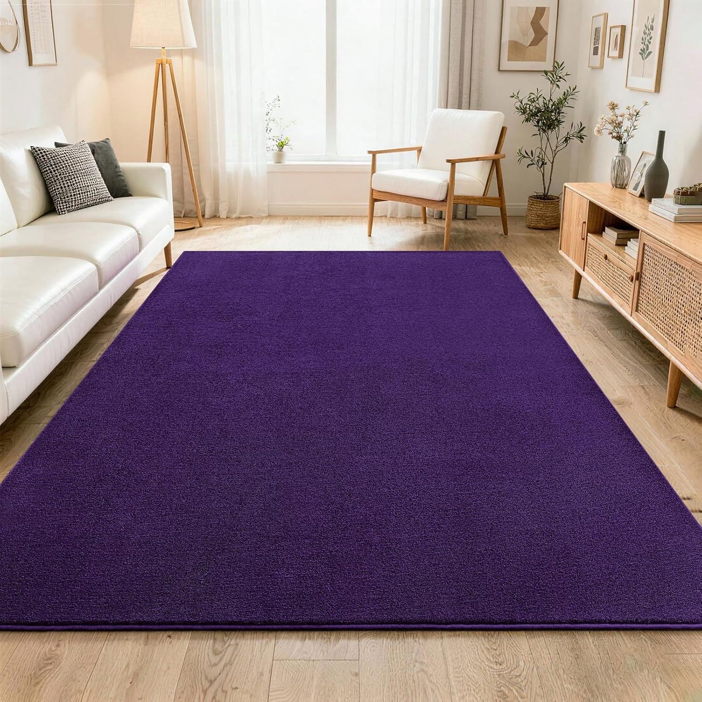 ISEAU 6x9 Rug for Living Room, Soft Memory Foam Carpet with Upgraded Non-Slip Silicone-Grip Bottom, Fluffy Shaggy Machine Washable Rugs for Living Room Kids Boys Girls Dorm Nursery Playroom, Purple