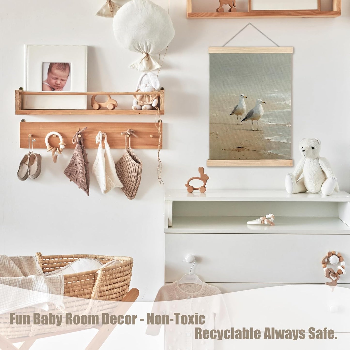 WUCHJ Coastal Beach Seagull Wall Art Poster 12x16 Inch, Beach House Decor, Ocean Seaside Piping Plover Coastal Hanging Wall Decor Canvas Prints for Home Bedroom Living Room