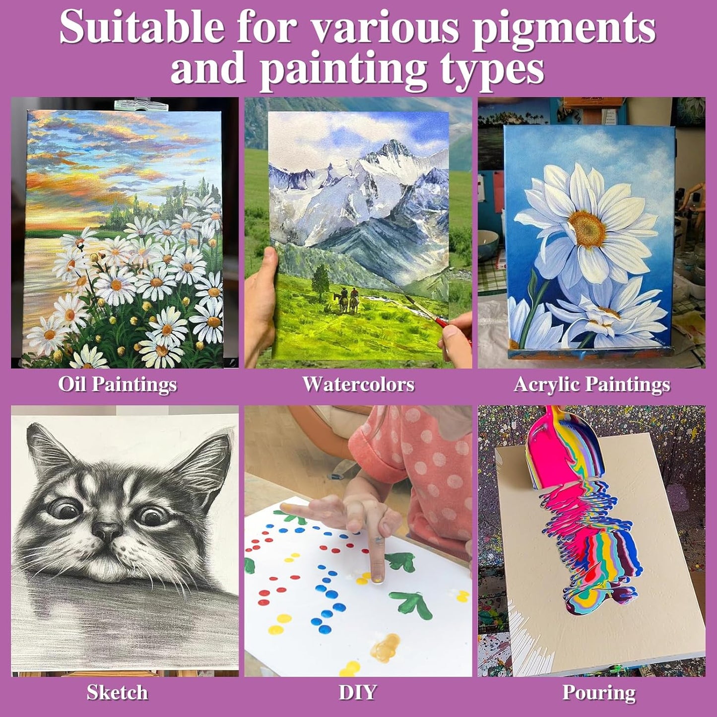 14 Packs Stretched Canvas for Painting, MultiSize 12x16, 10x12, 8x10, 5x7, 8x8, 6x6, 4x4 (2 of Each), Primed Blank Canvas for Oil, Acrylic Paint,for Beginner, Artist.