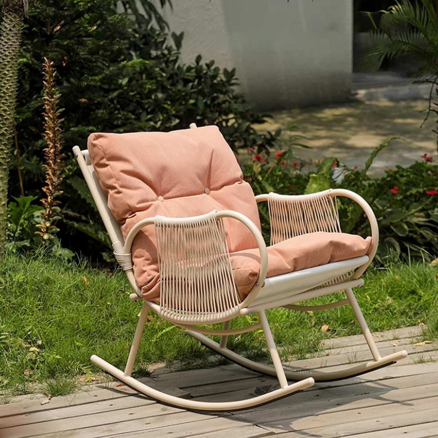 Rocking Chair Nursery Glider Modern Lounge Chair for Balcony Upholstered Switte Outdoor Rocking Chair Upholstered Glider Chairs Rocking Accent Armchair for LivingRoom,Bedroom,Baby Room