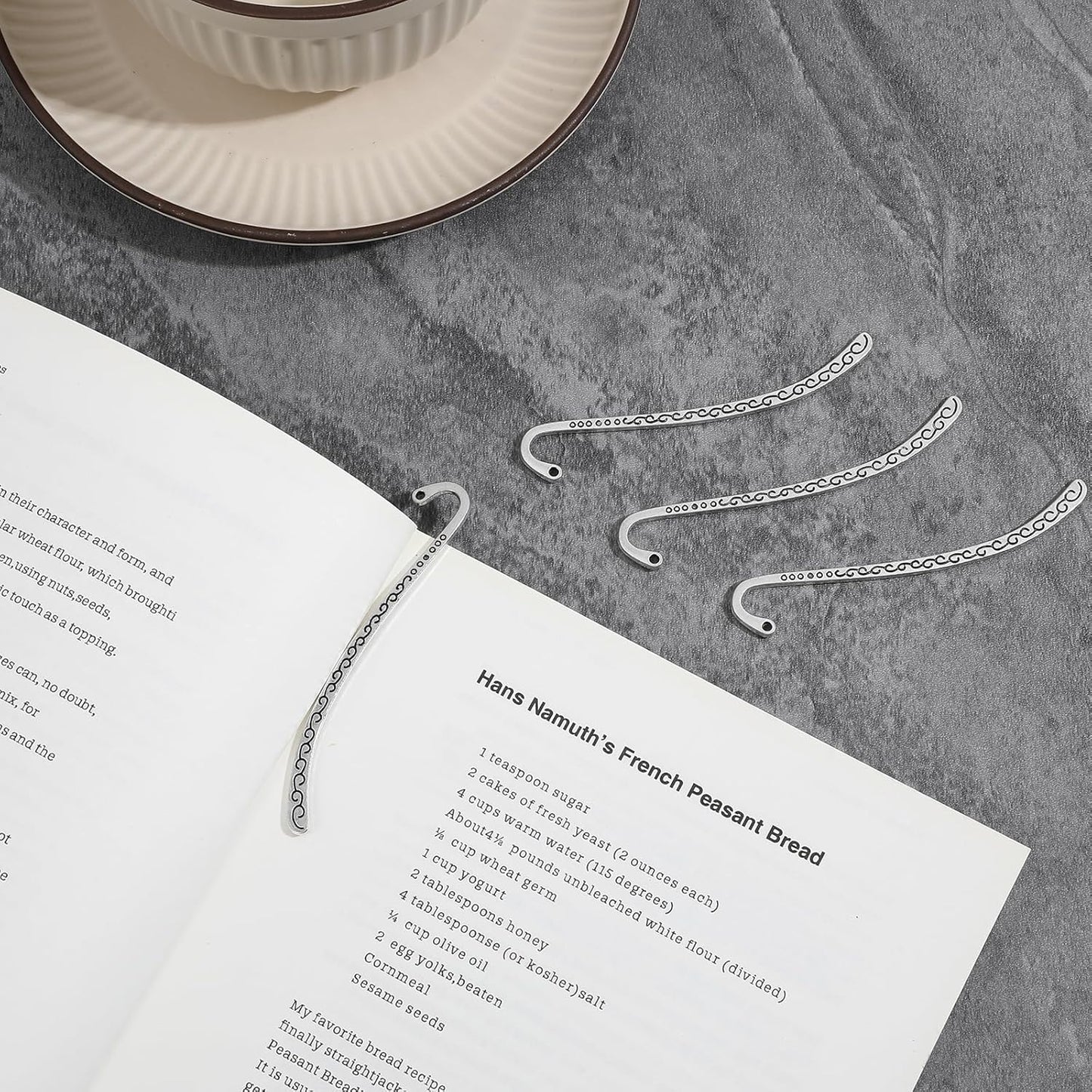 Metal Bookmarks, 30PCS Antique Vintage Silver Carved Hook Bookmarks with Loop, Book Marks for Reading Women Men, Unique Books Mark Gifts for Book Lovers, Jewelry Making Charms