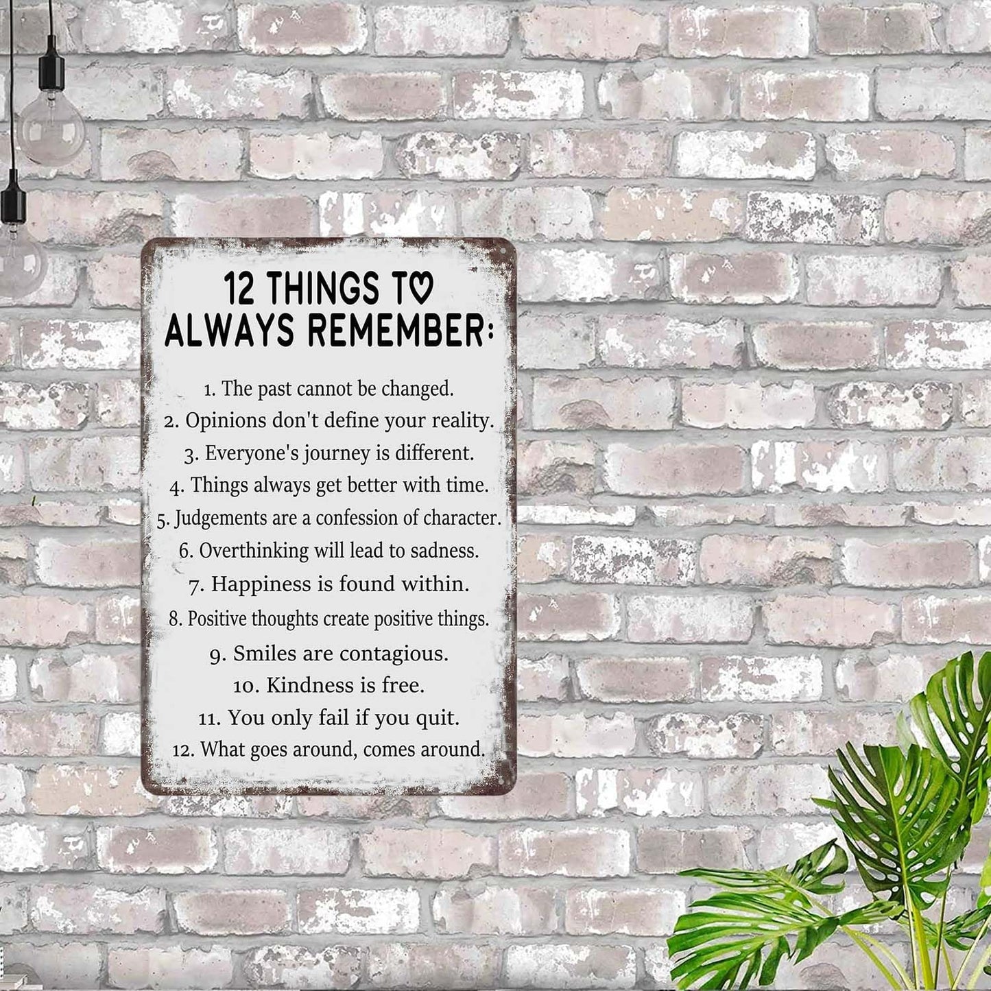 8x12 Inch Aluminum Retro Inspirational Wall Art 12 Things To Always Remember Signs Metal Inspiring Positive Quotes Sign for Home, Office, Bedroom, School