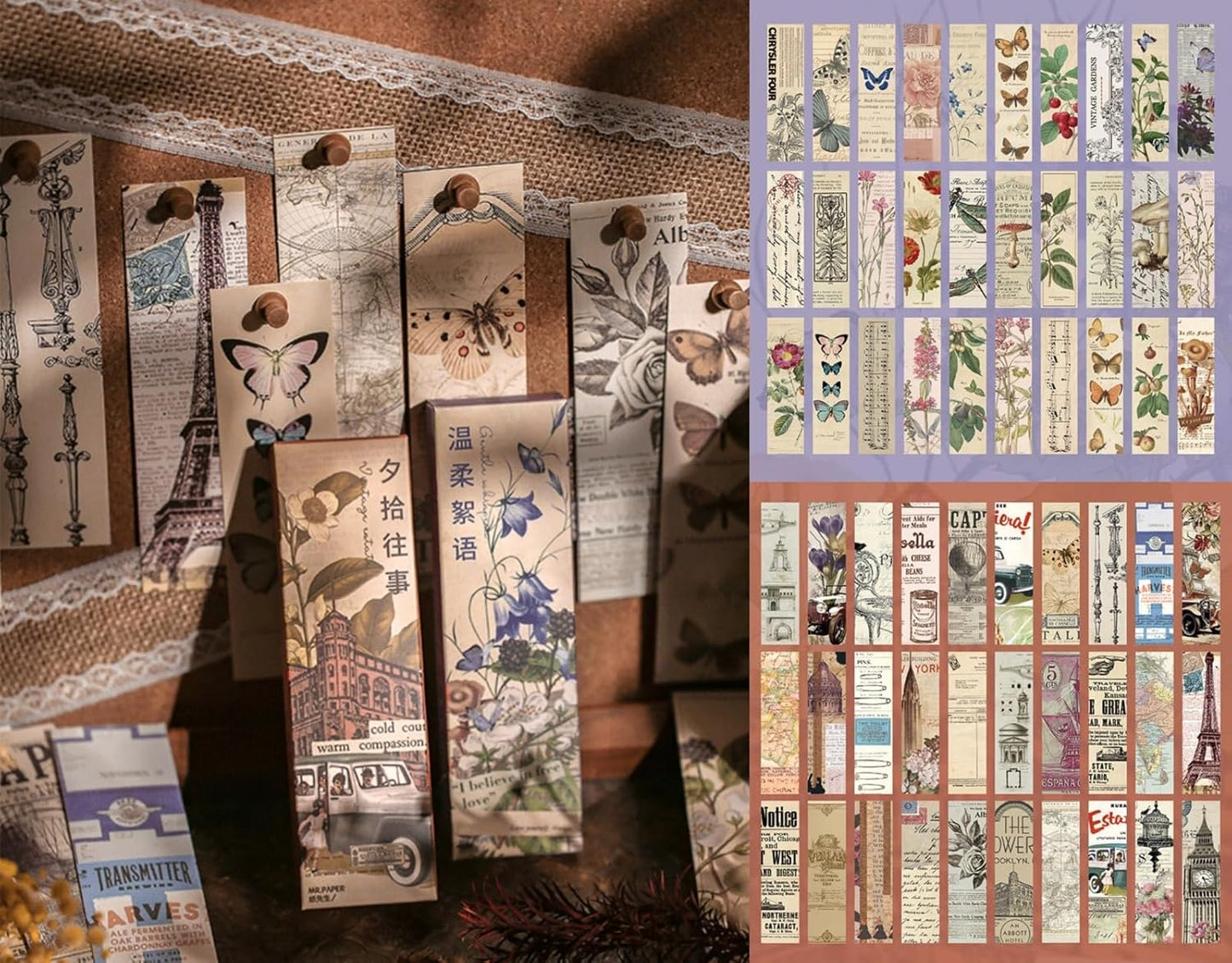 Generic 30PCS Vintage Aesthetic Bookmarks for Reading Women, Retro Natural Butterfly Flower Boxed Cardboard Paper Bookmarks Gifts for Book Lovers (B - 30 PCS)