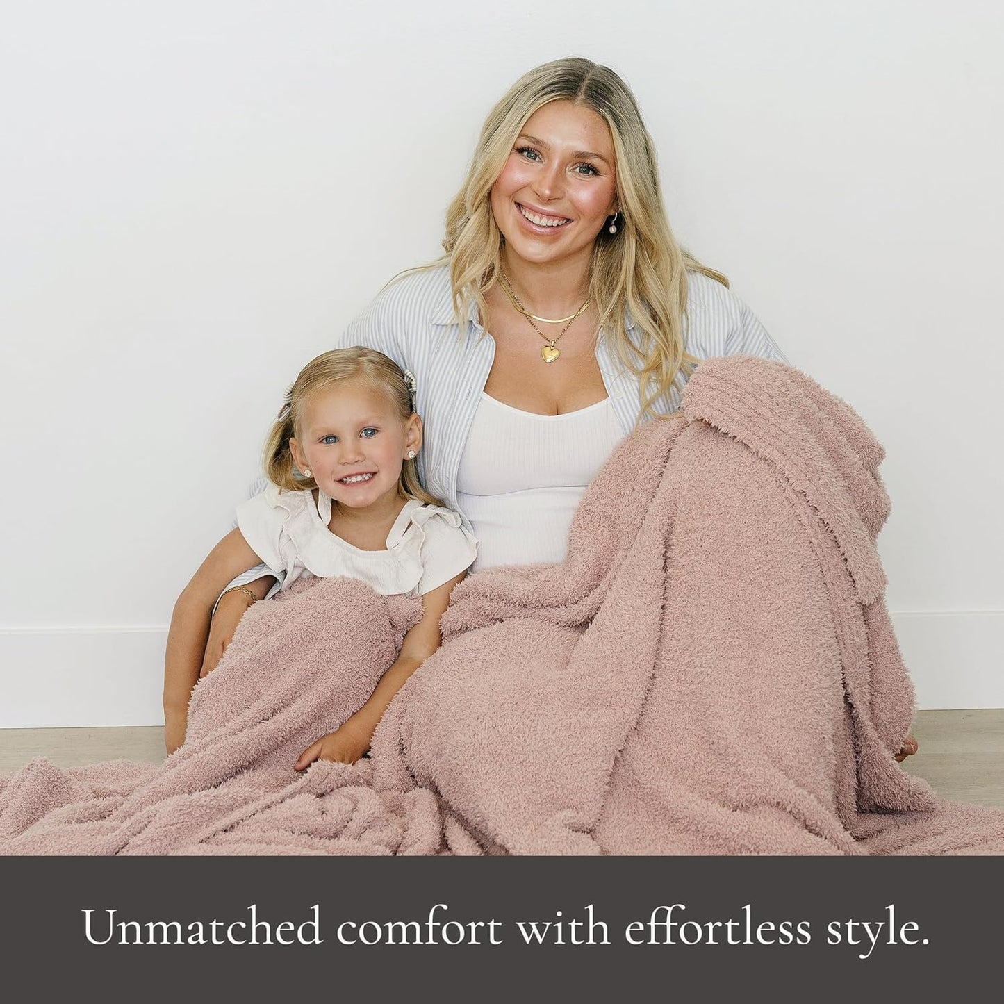 SARANONI Bamboni Luxury Throw Blanket | Oversized Super Soft Plush Home Decorative Comfy Blankets for Couch or Bed | Pink - X-Large 60” x 80”