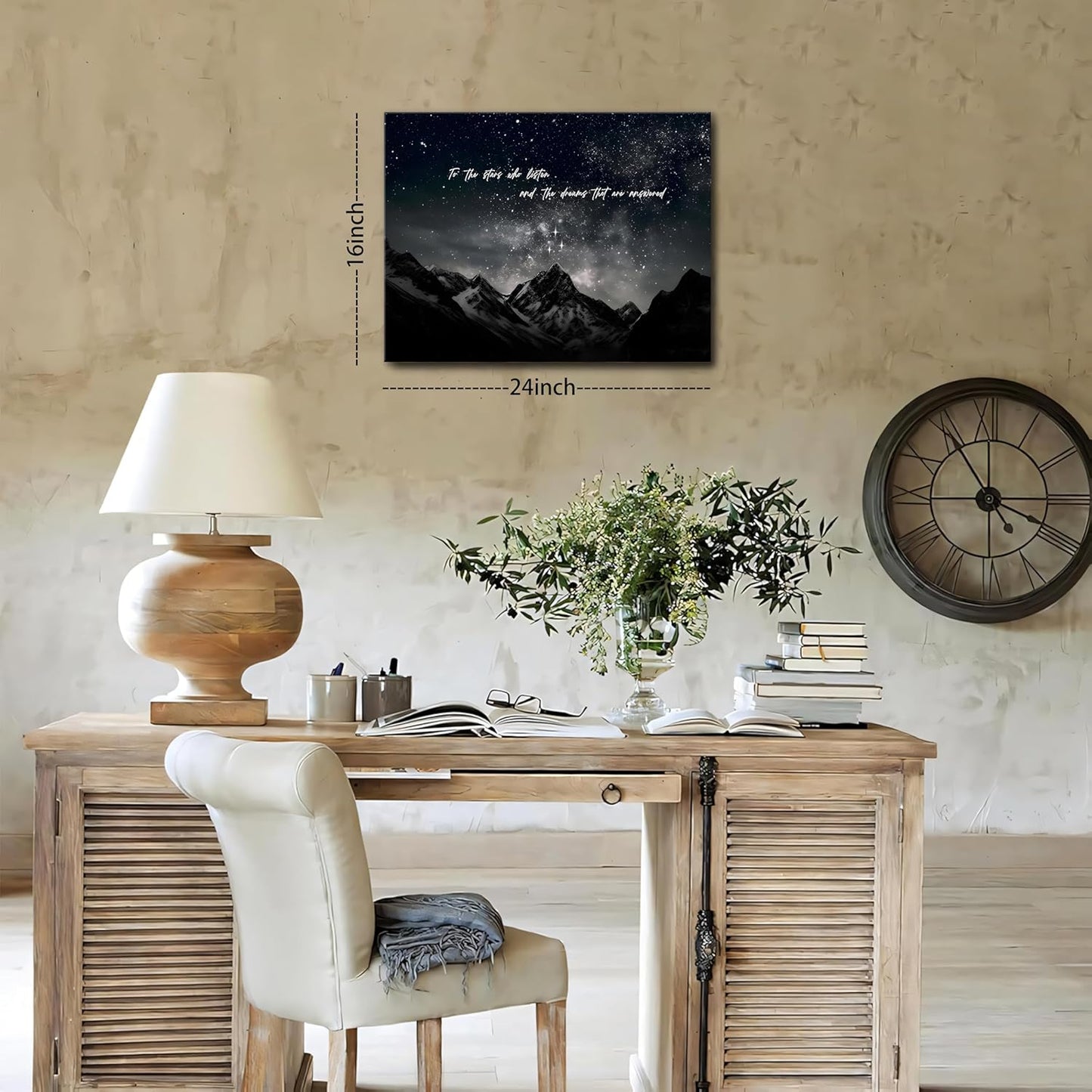 Framed Fantasy Books Canvas Wall art To The Stars Who Listen Merchandise Room Wall Decor Prints For Bookish Gifts, City Of Starlight Poster For Library Can Be Hung Directly 16x24in