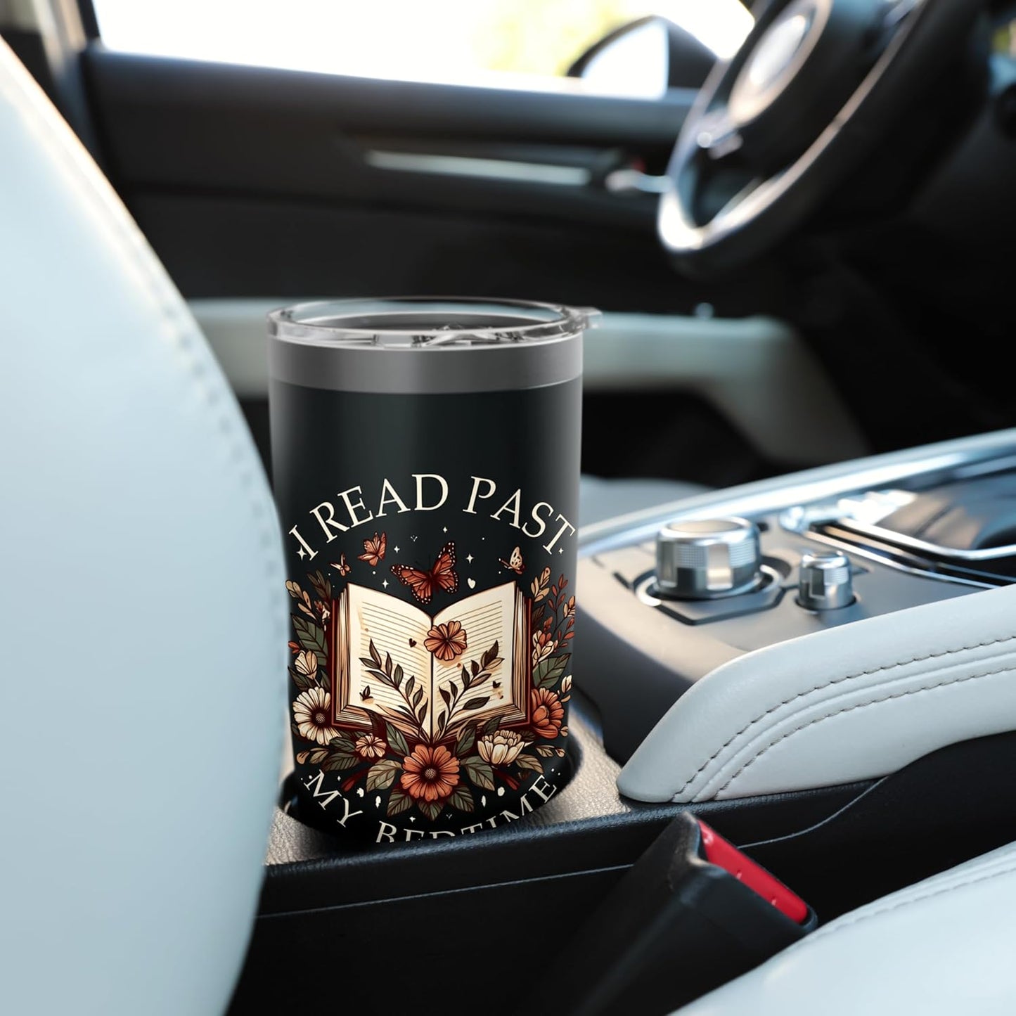 Book Lover Reading Bookish Floral I Read Past My Bedtime Stainless Steel Insulated Tumbler