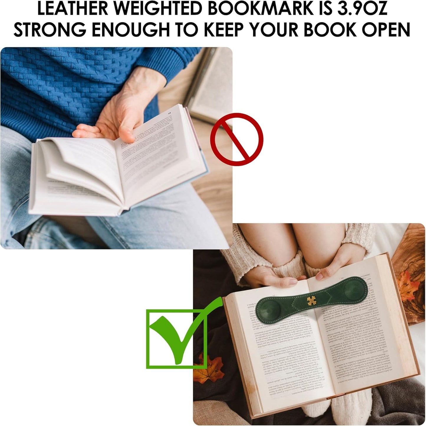 Book Weight Holder Wooden Thumb Book Page Open Weighted Bookmark Corner Reading Accessories Gift for Writer Reader (BPH02-Black)