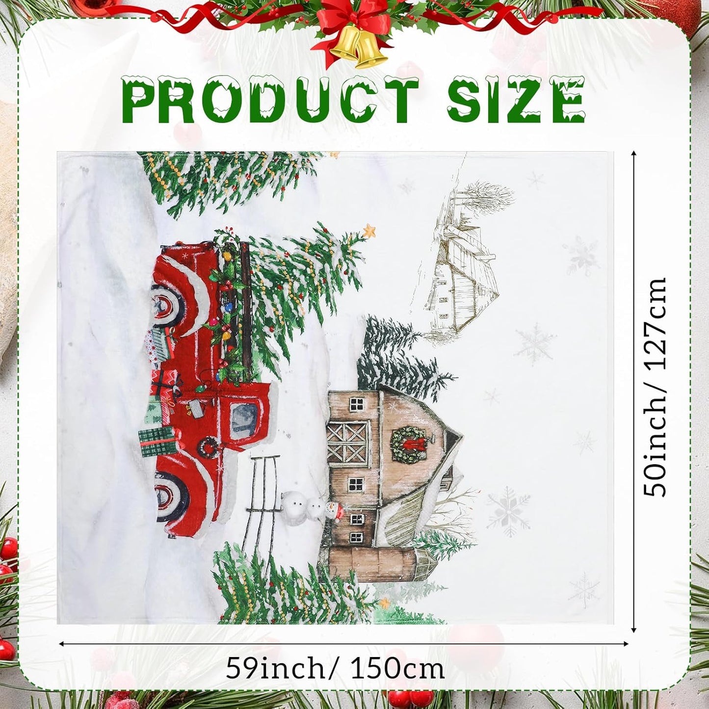 Christmas Flannel Throw Blanket 50x60 Inch – Soft 230 GSM Holiday Fleece Blanket for Couch, Bed & Sofa – Winter Xmas Decor & Gift for Adults and Kids
