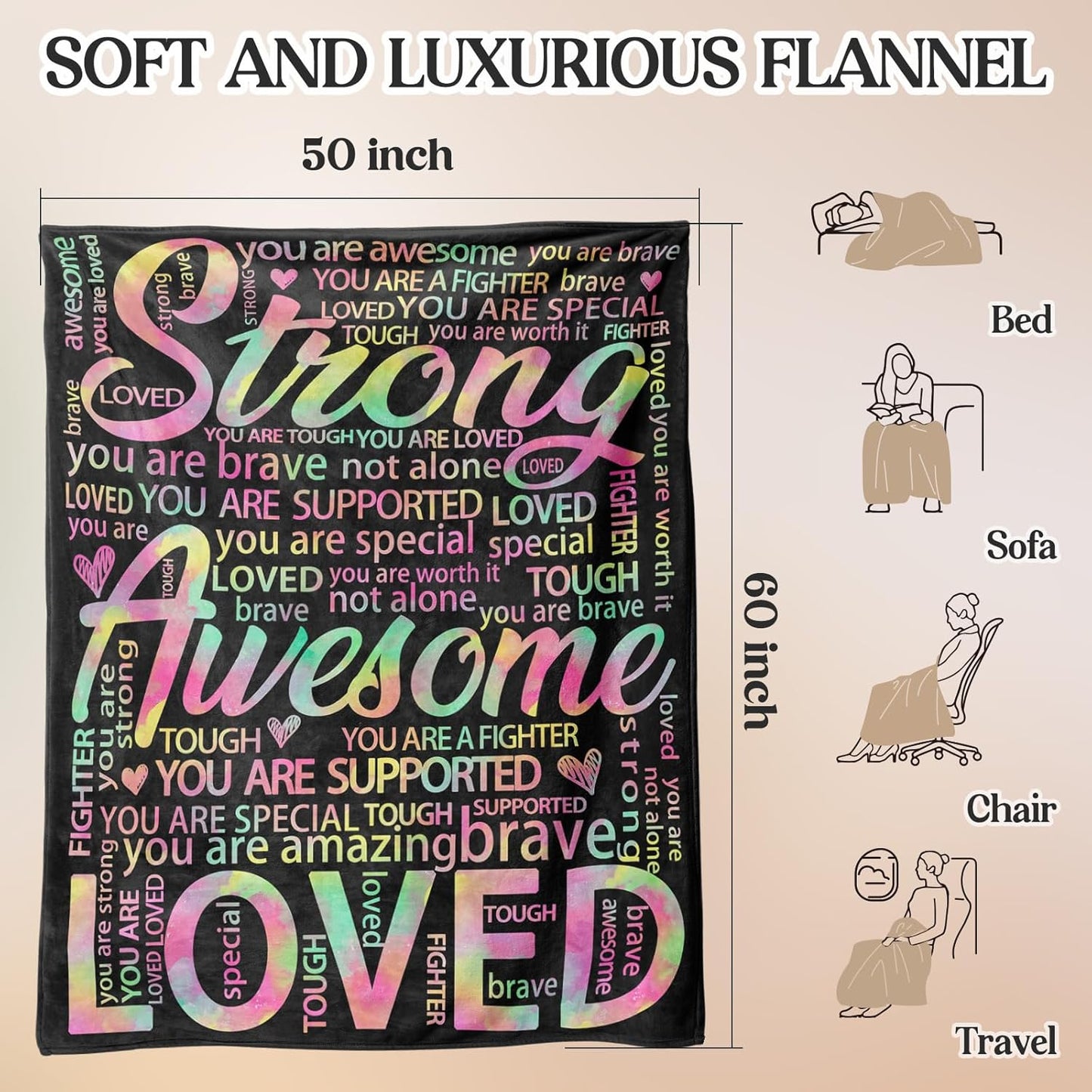Get Well Soon Blanket – Super Soft Hug Throw for Post Surgery Recovery, Cancer Care & Hospital Gifts for Women & Men, Thinking of You Comfort Gifts 60"x50"