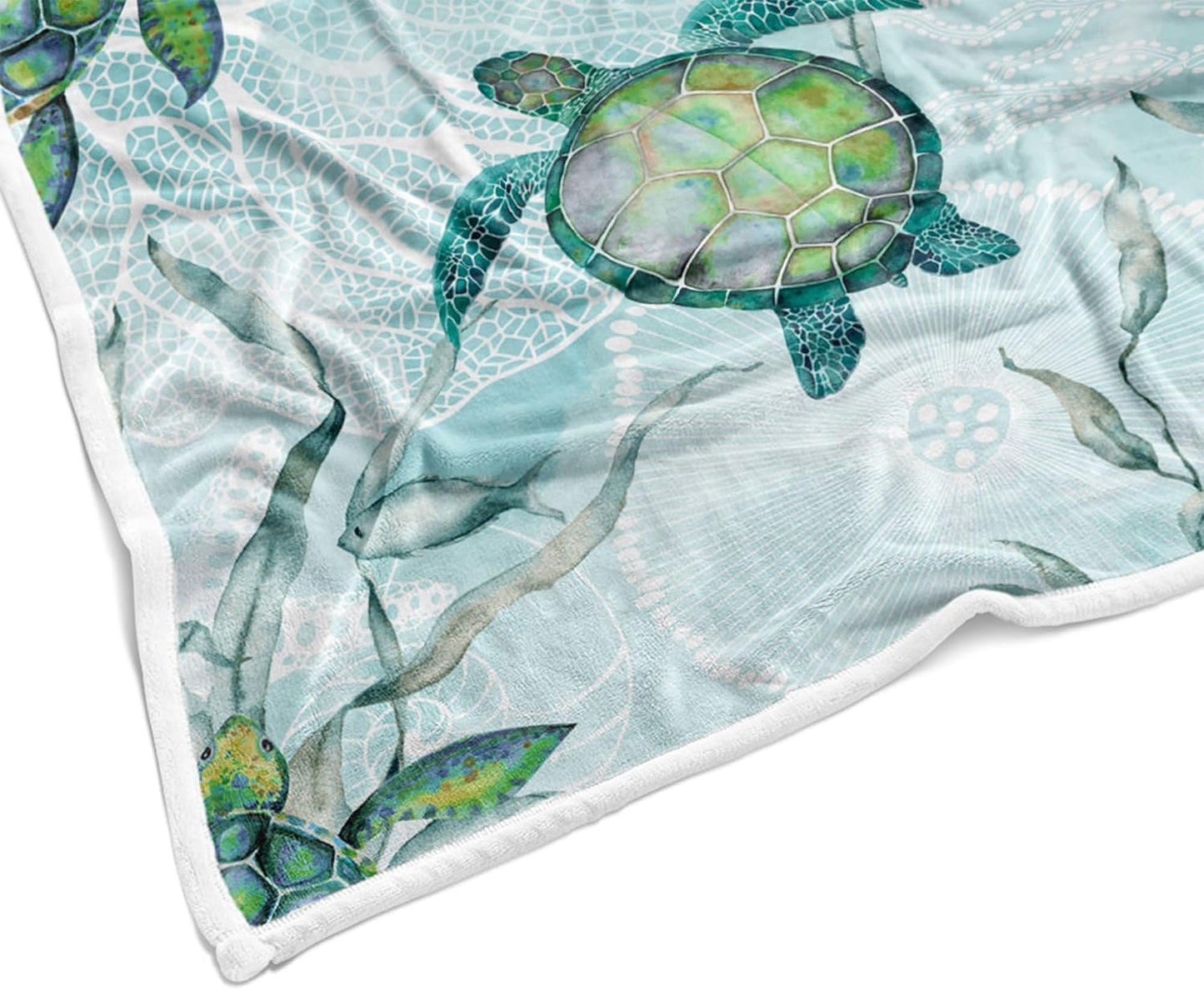 Beach Fleece Blanket for Bed, Turtle Fleece Throw Blanket for Women, Men and Kids, Baby Blankets for Boys, Girls, Super Soft Plush Beach Blanket Throw, 50" x 60"